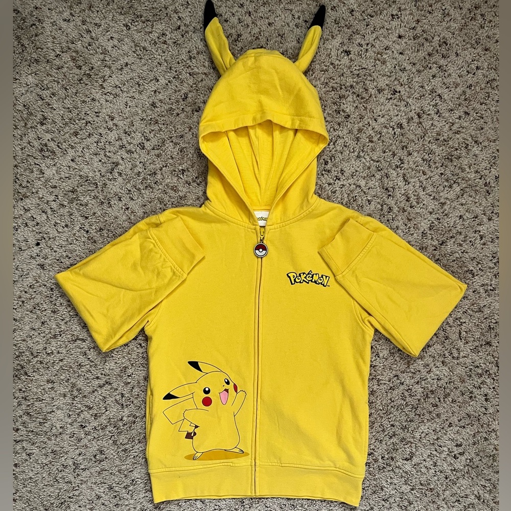 Pokémon Boys Pikachu Cotton Hoodie Yellow Pokéball Zipper Size M